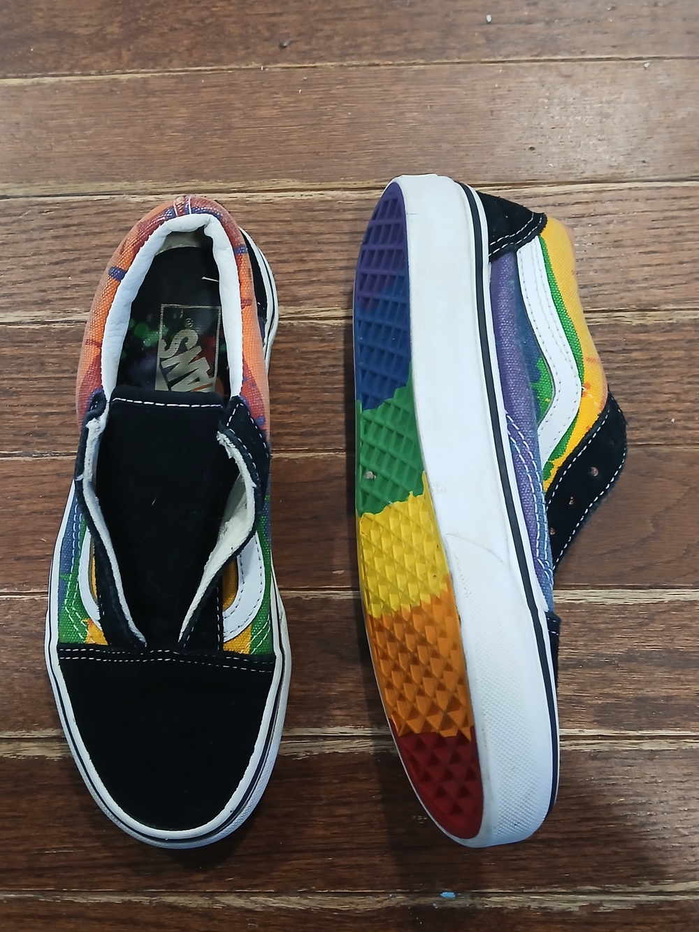 Vans Rainbow Low Top Sneakers - Black & Multicolor Pride Ez 4 Mens 5.5 Womens